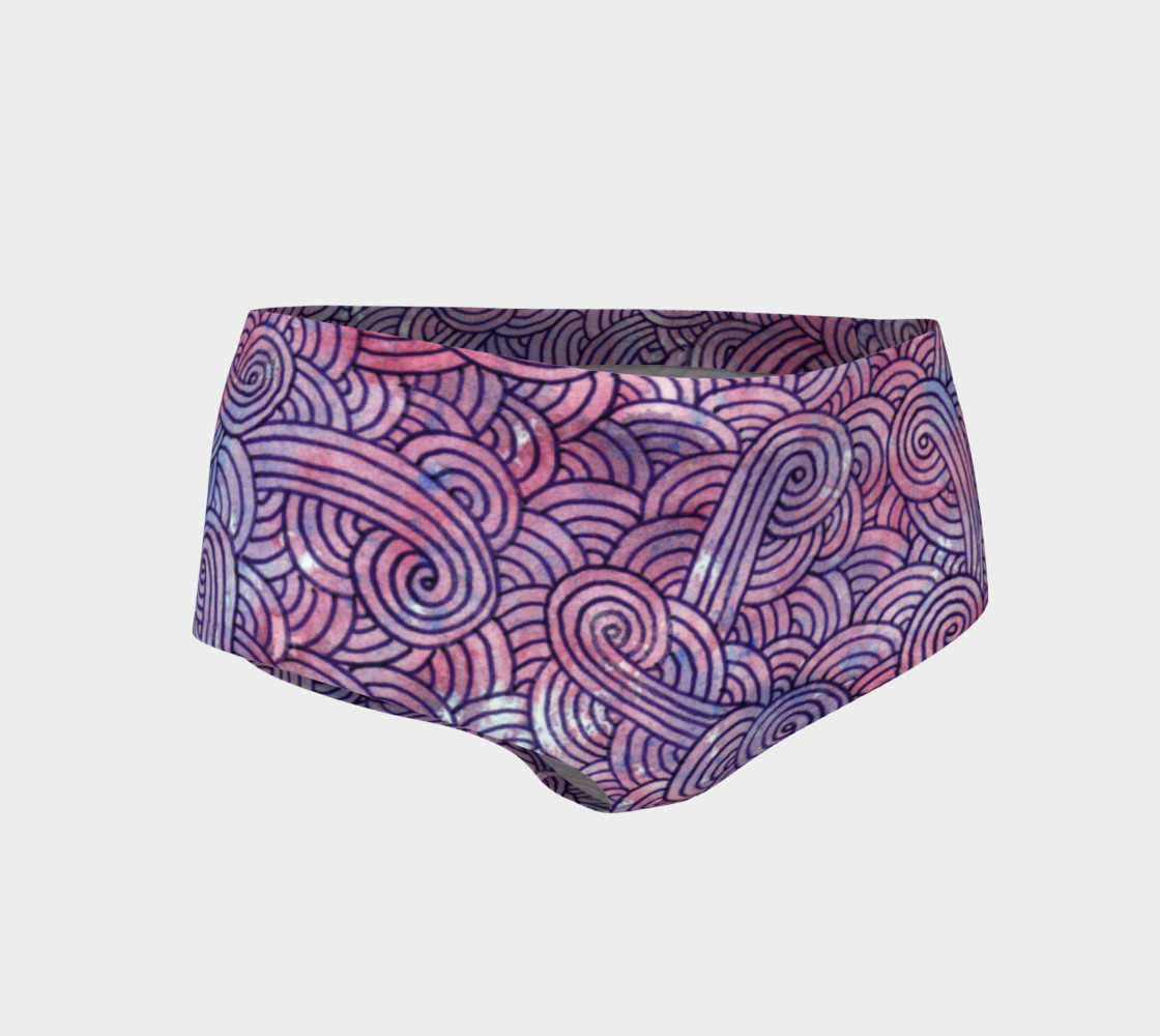 Purple swirls doodles Mini Shorts 3D preview