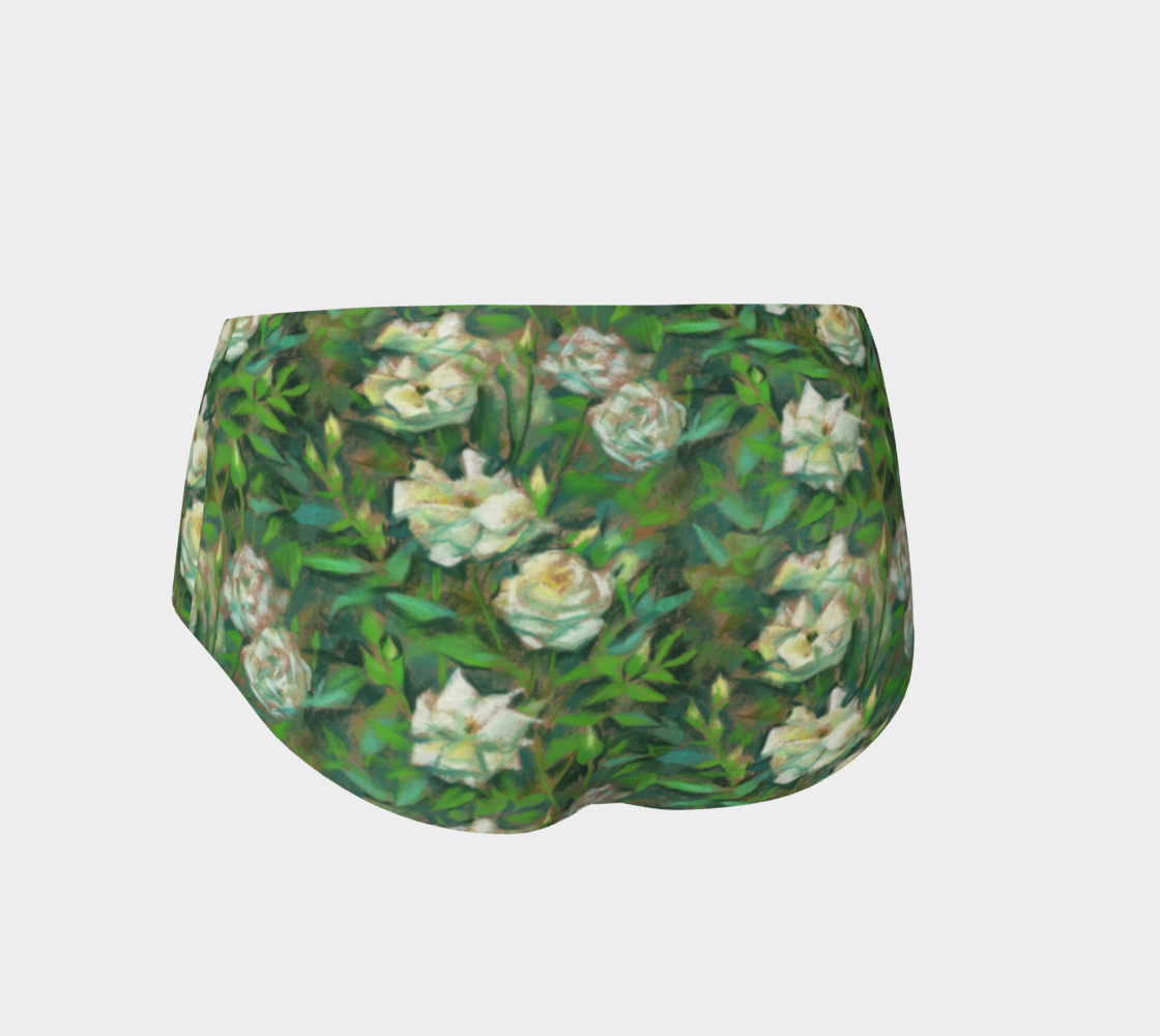 White roses, green leaves, floral pattern preview #2