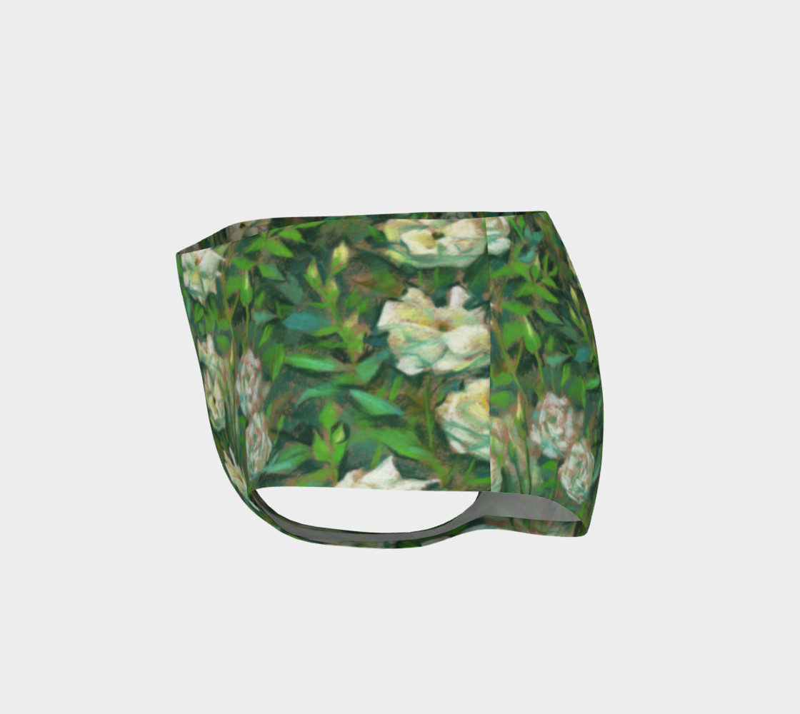 White roses, green leaves, floral pattern thumbnail #4