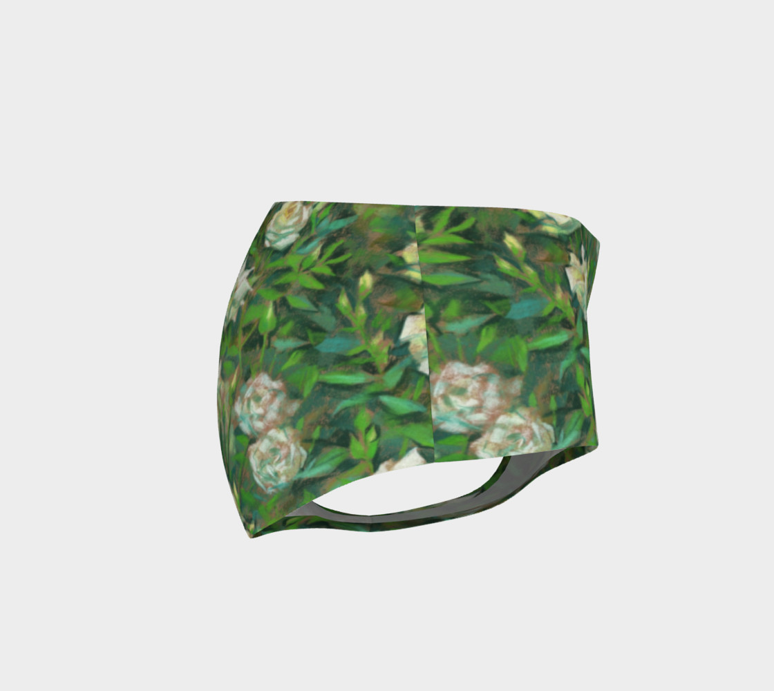 White roses, green leaves, floral pattern preview #4