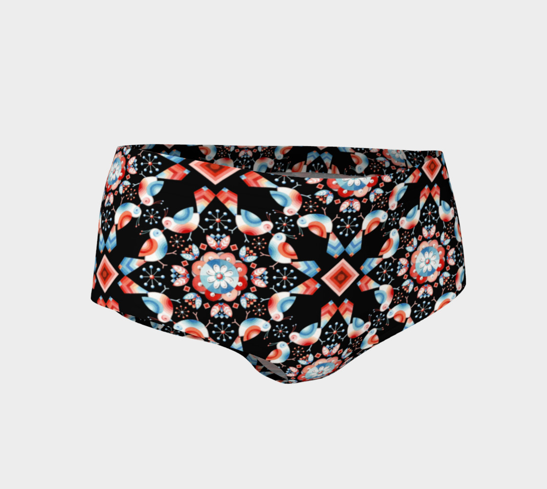 Folkloric Lovebirds Mini Shorts preview #1
