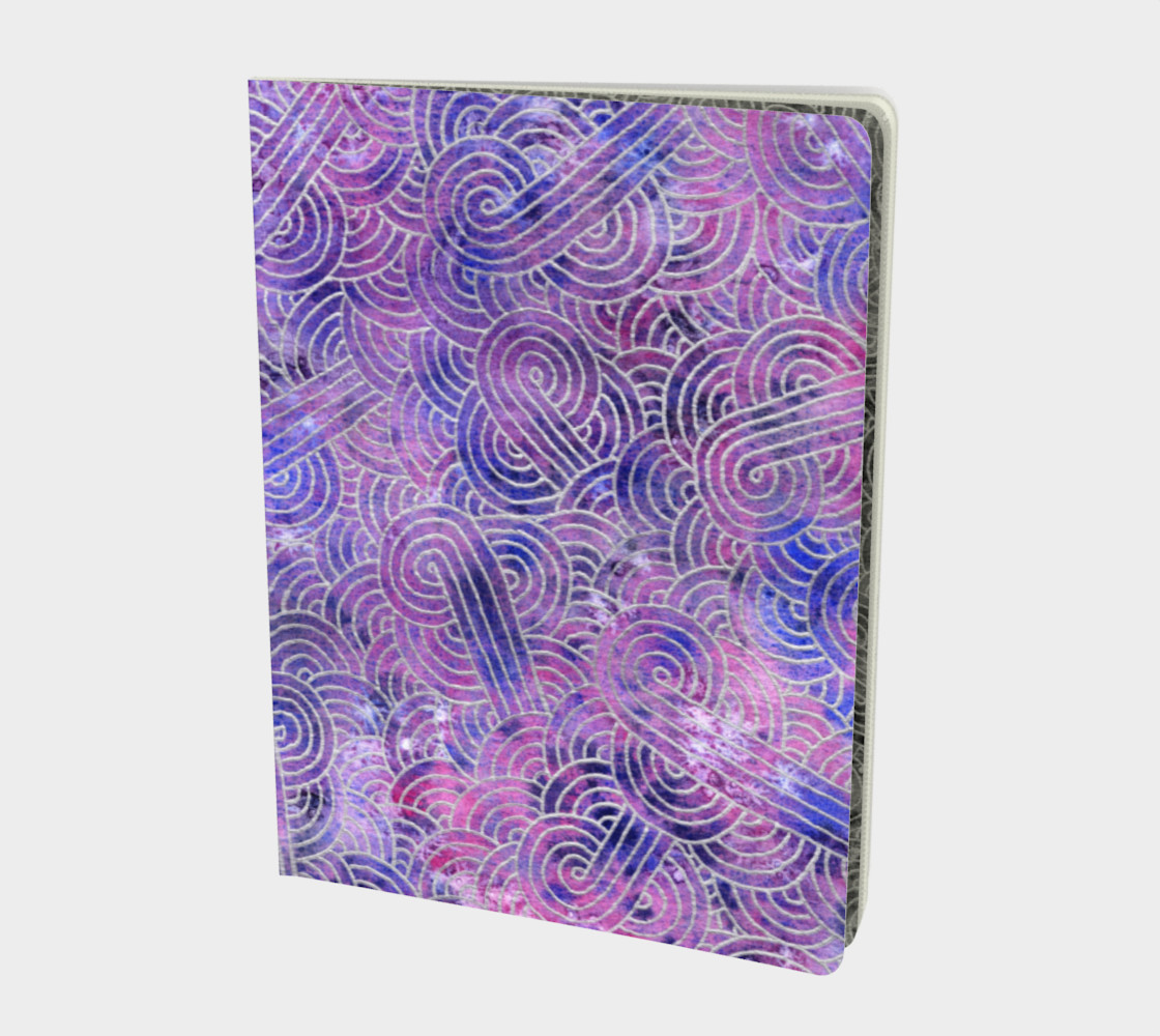 Purple and faux silver swirls doodles Large Notebook preview #1