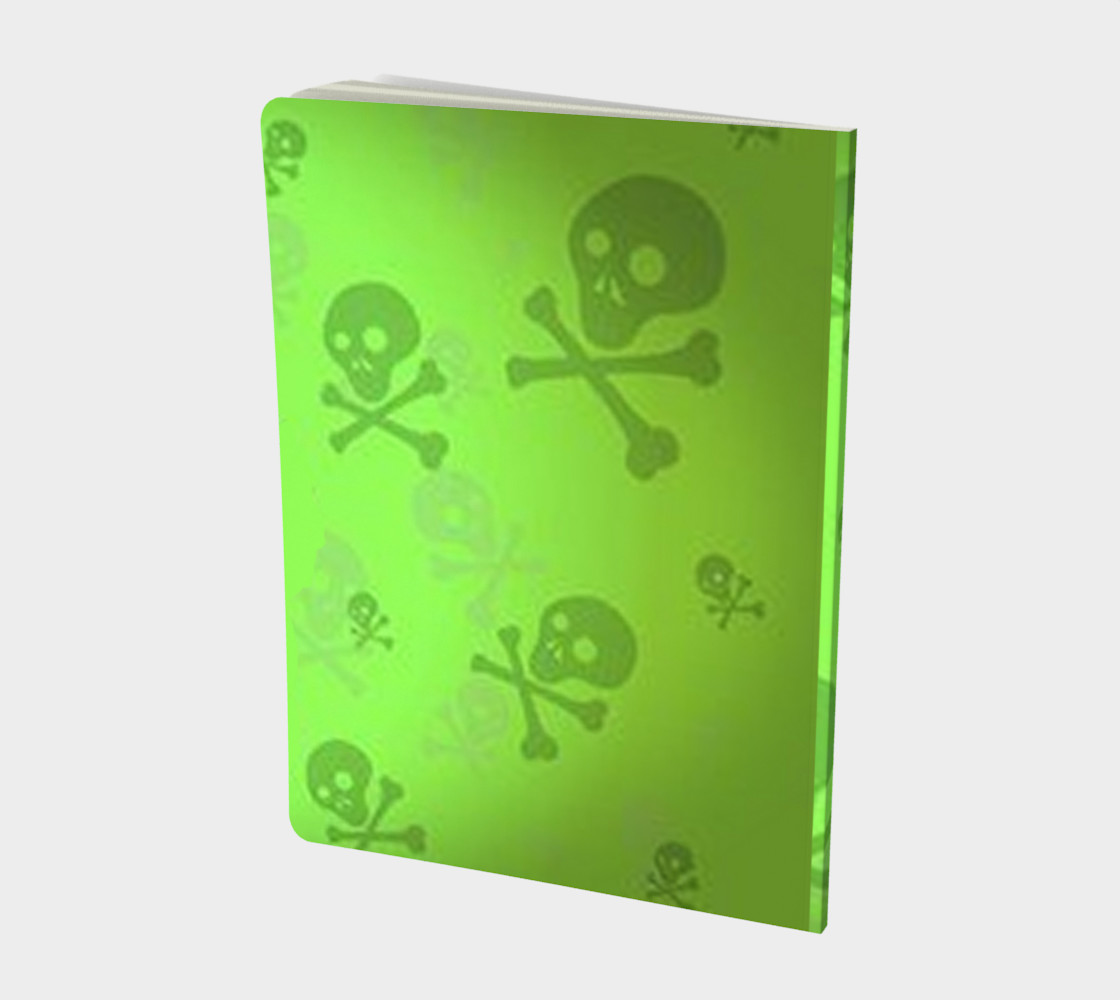 Cartoon Skull On Green Notebook preview #2