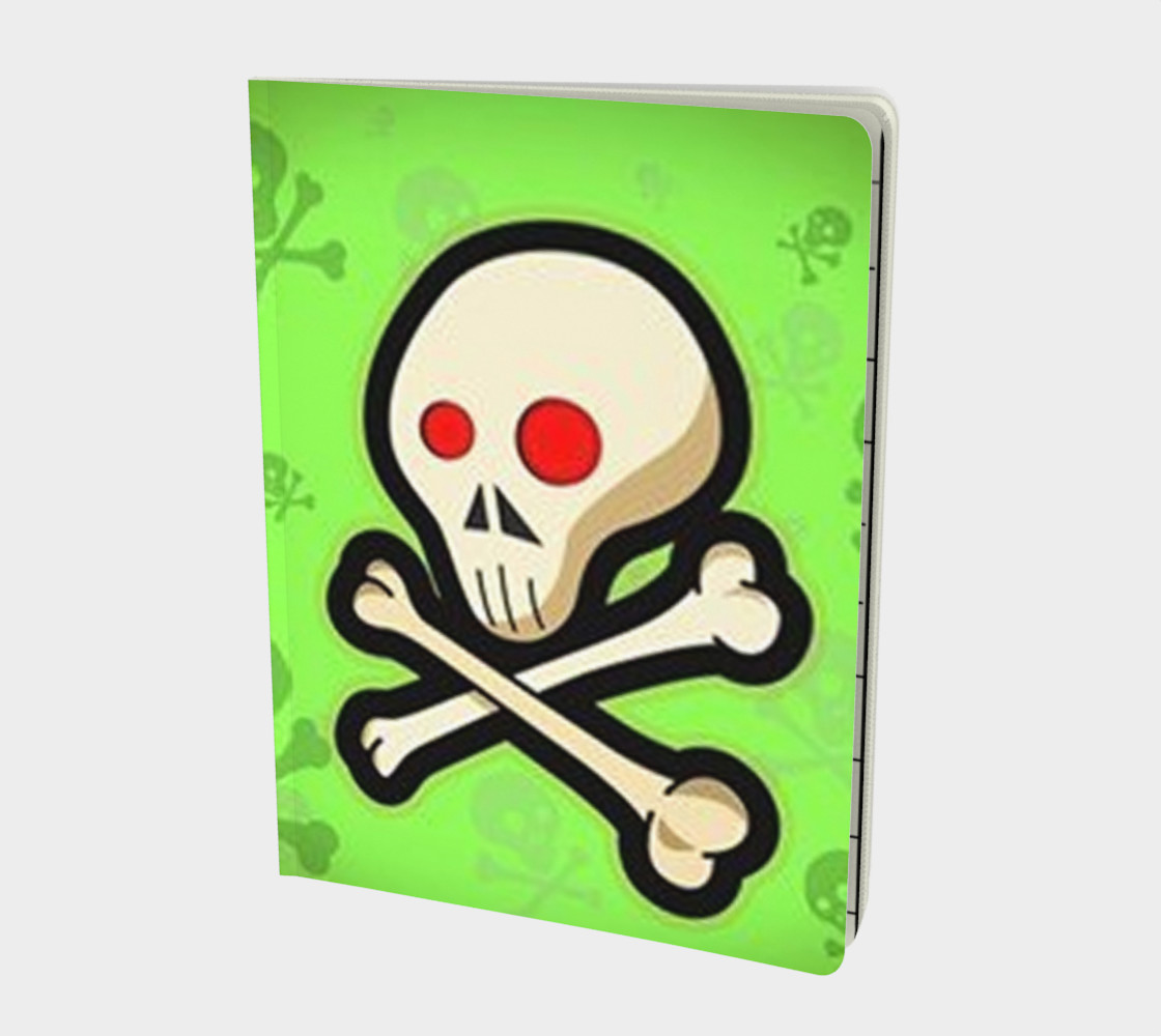 Cartoon Skull On Green Notebook preview #1