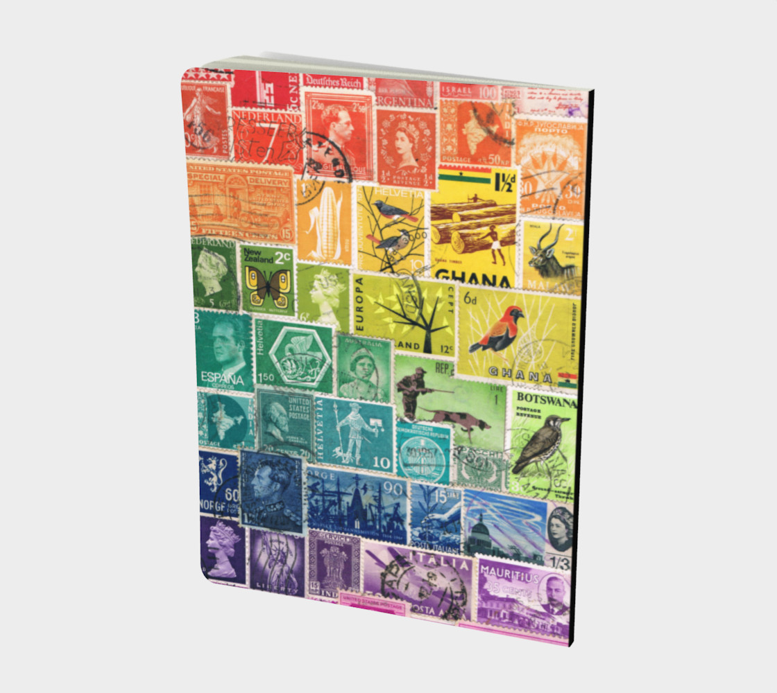 Rainbow Postage Stamp Large Journal with Calendar & Page Index preview #2