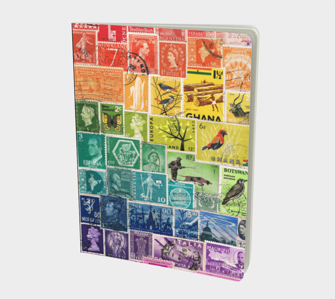 Rainbow Postage Stamp Large Journal with Calendar & Page Index preview #1