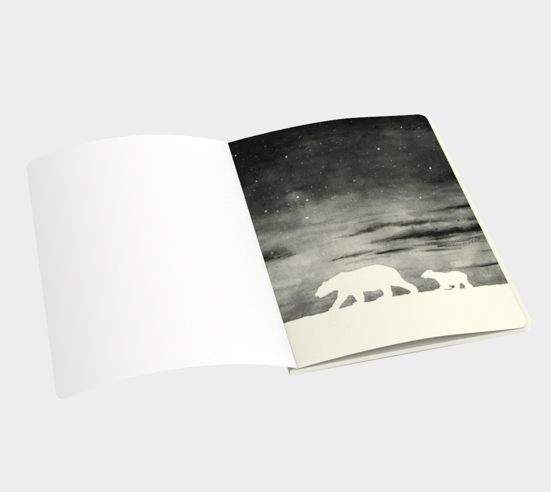 Aurora borealis and polar bears (white version) Large Notebook preview #3