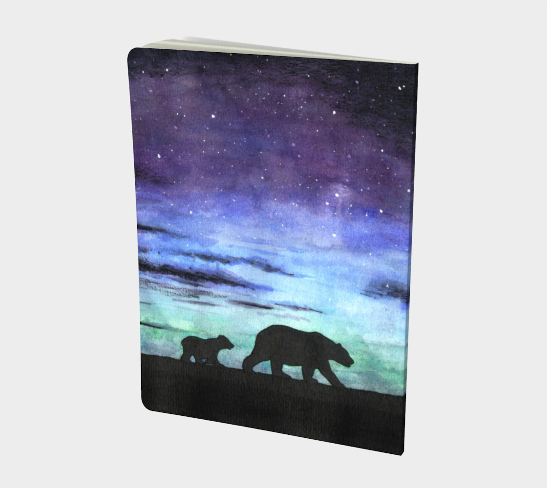Aurora borealis and polar bears (black version) Large Notebook thumbnail #3