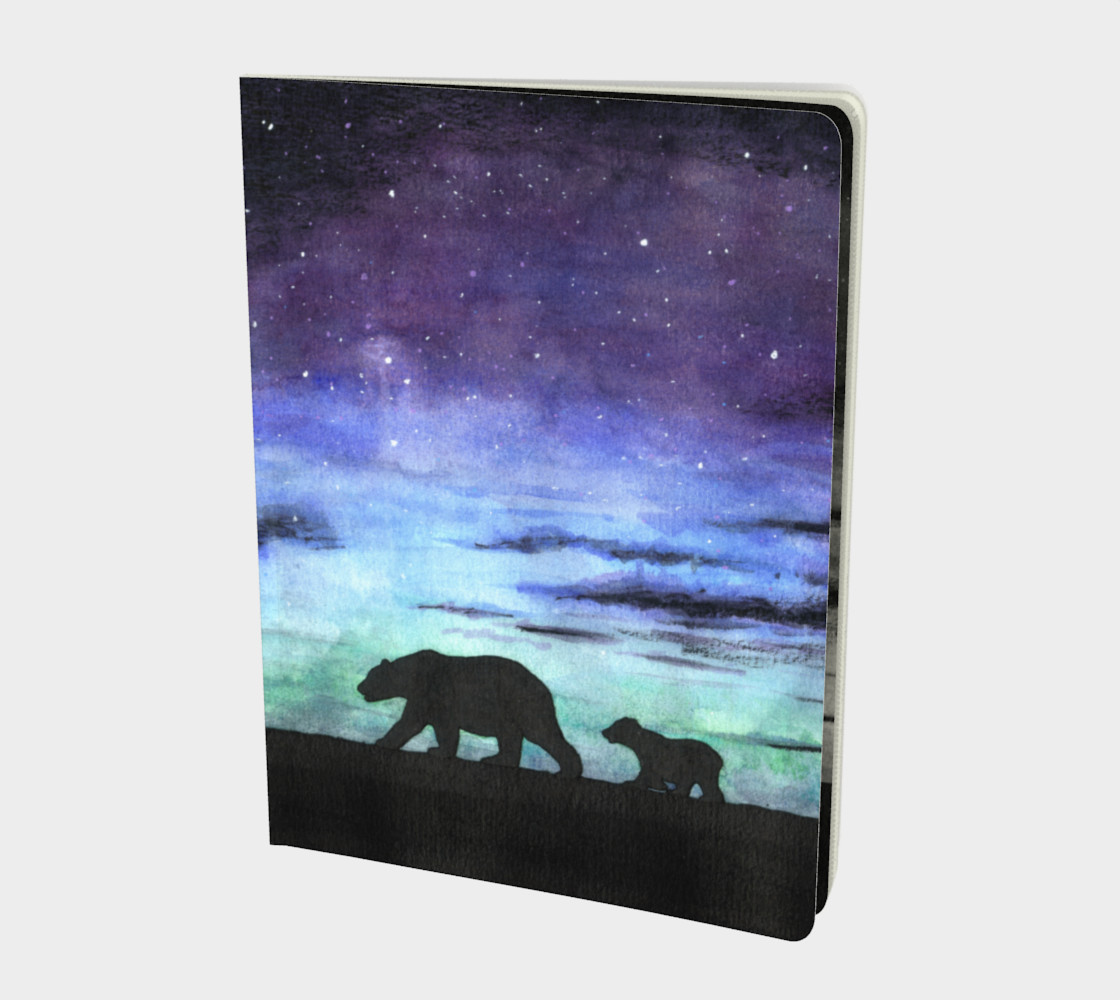 Aurora borealis and polar bears (black version) Large Notebook thumbnail #2