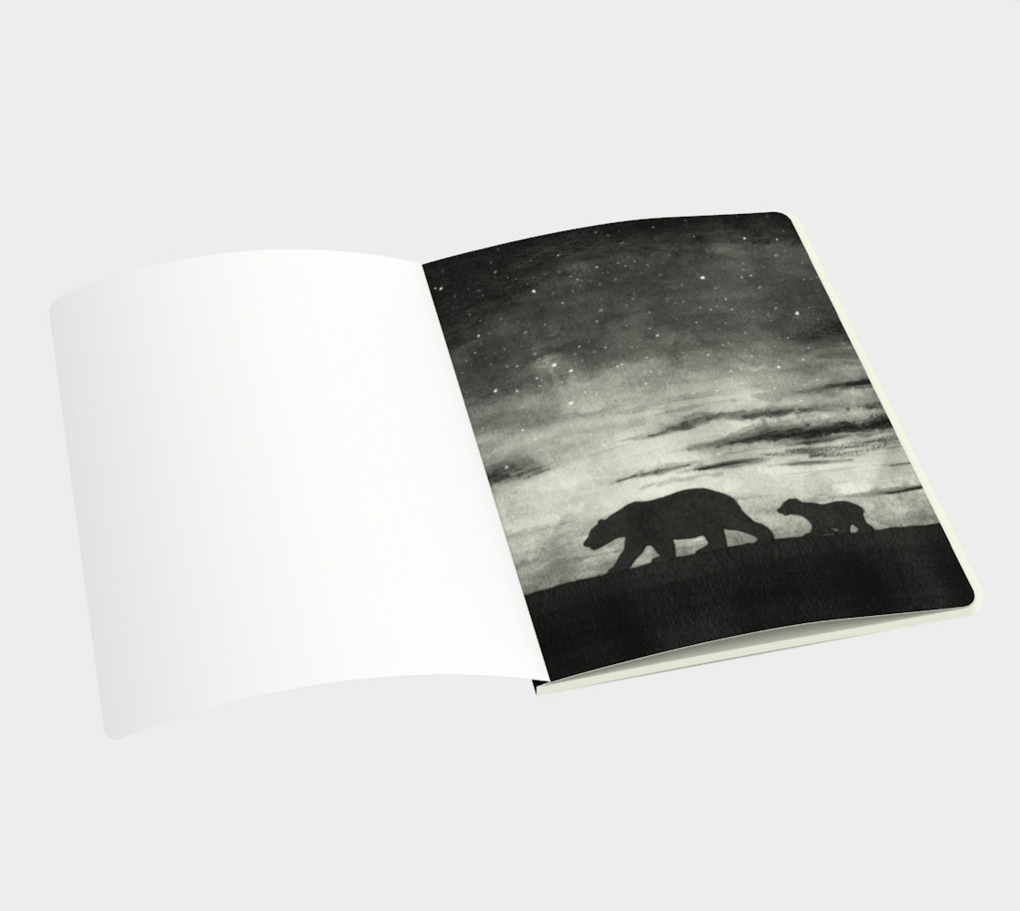 Aurora borealis and polar bears (black version) Large Notebook preview #3