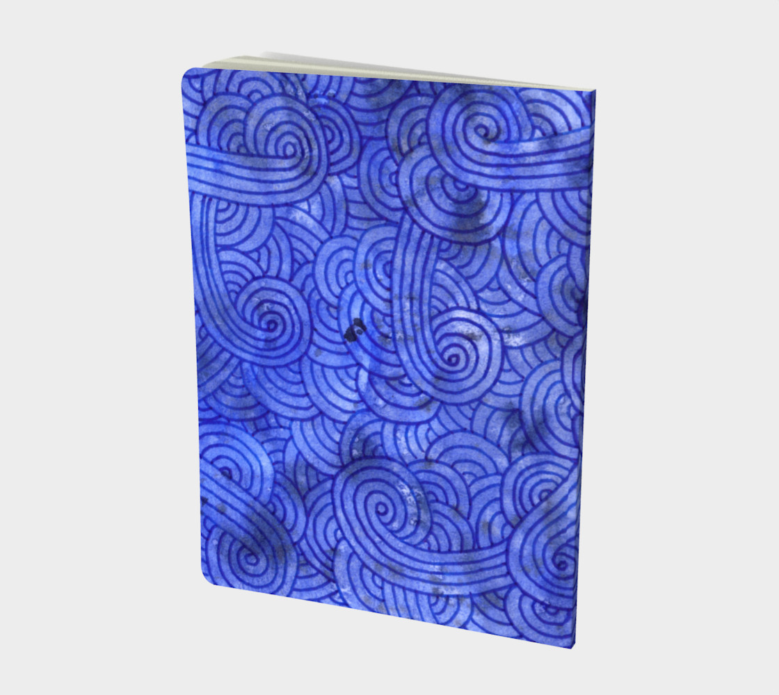 Royal blue swirls doodles Large Notebook preview #2
