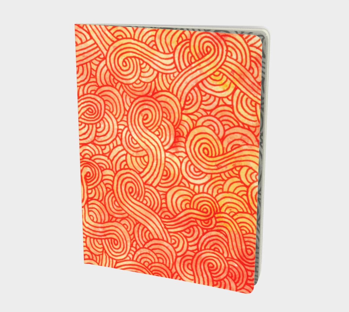Orange and red swirls doodles Large Notebook Miniature #2