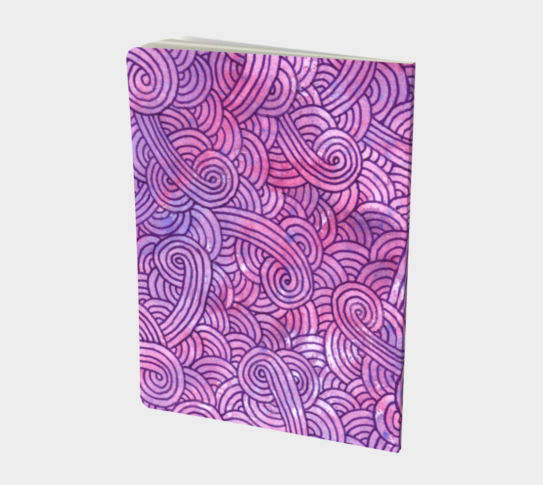 Neon purple and pink swirls doodles Large Notebook preview #2