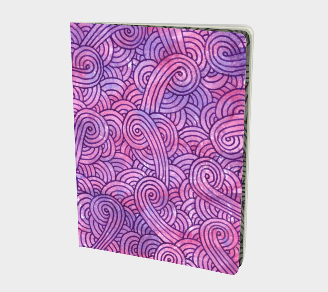 Neon purple and pink swirls doodles Large Notebook preview #1