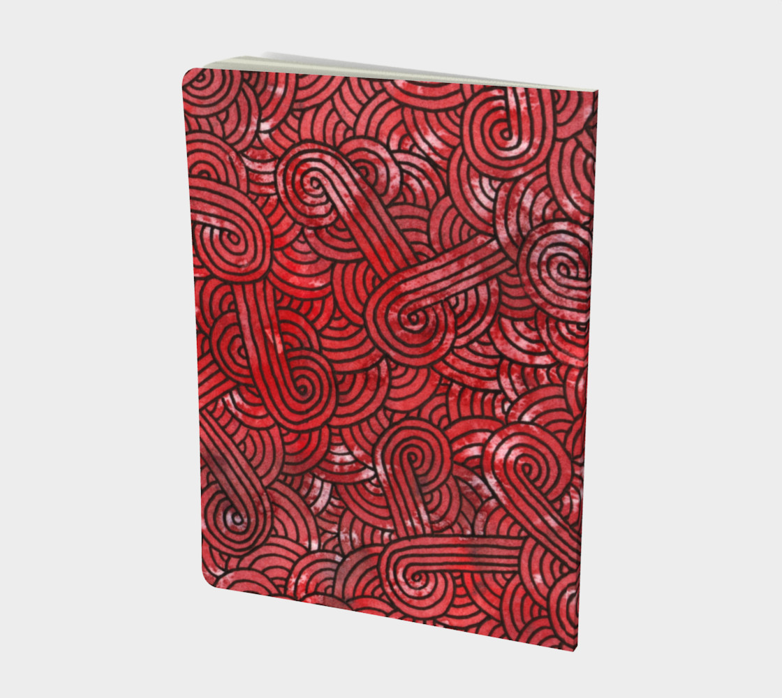 Aperçu de Red and black swirls doodles Large Notebook #2
