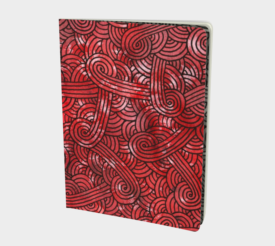 Aperçu de Red and black swirls doodles Large Notebook #1