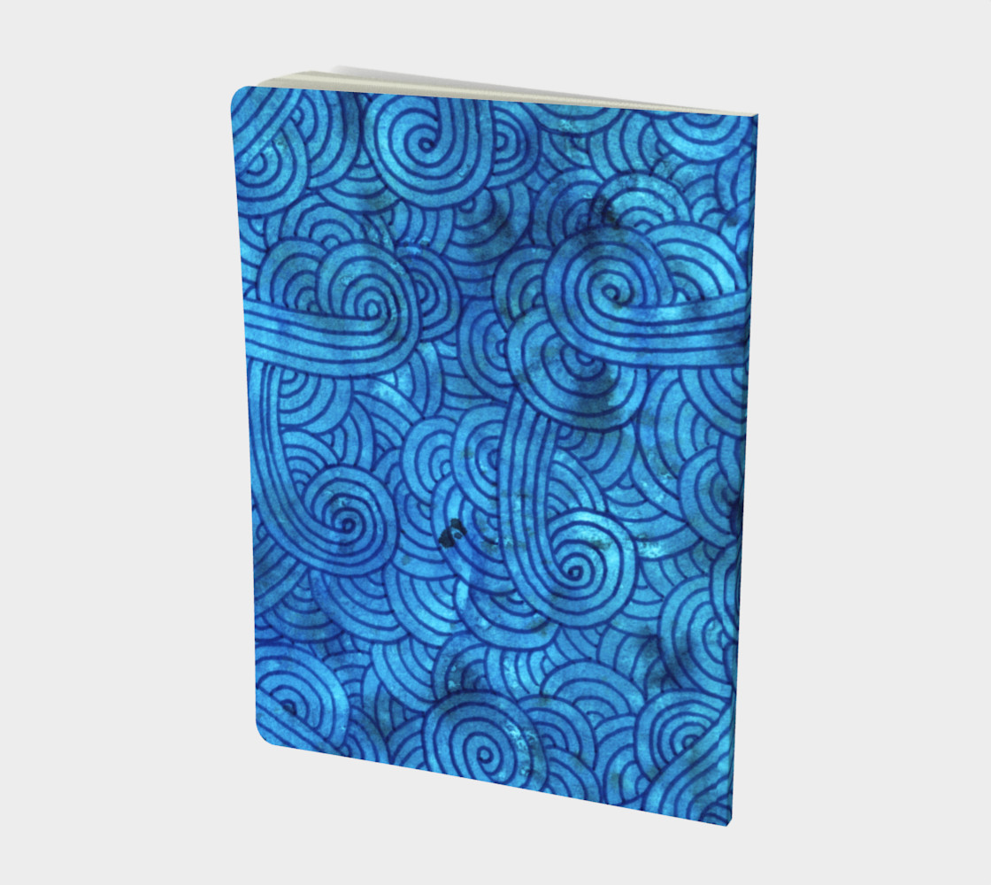 Turquoise blue swirls doodles Large Notebook preview #2