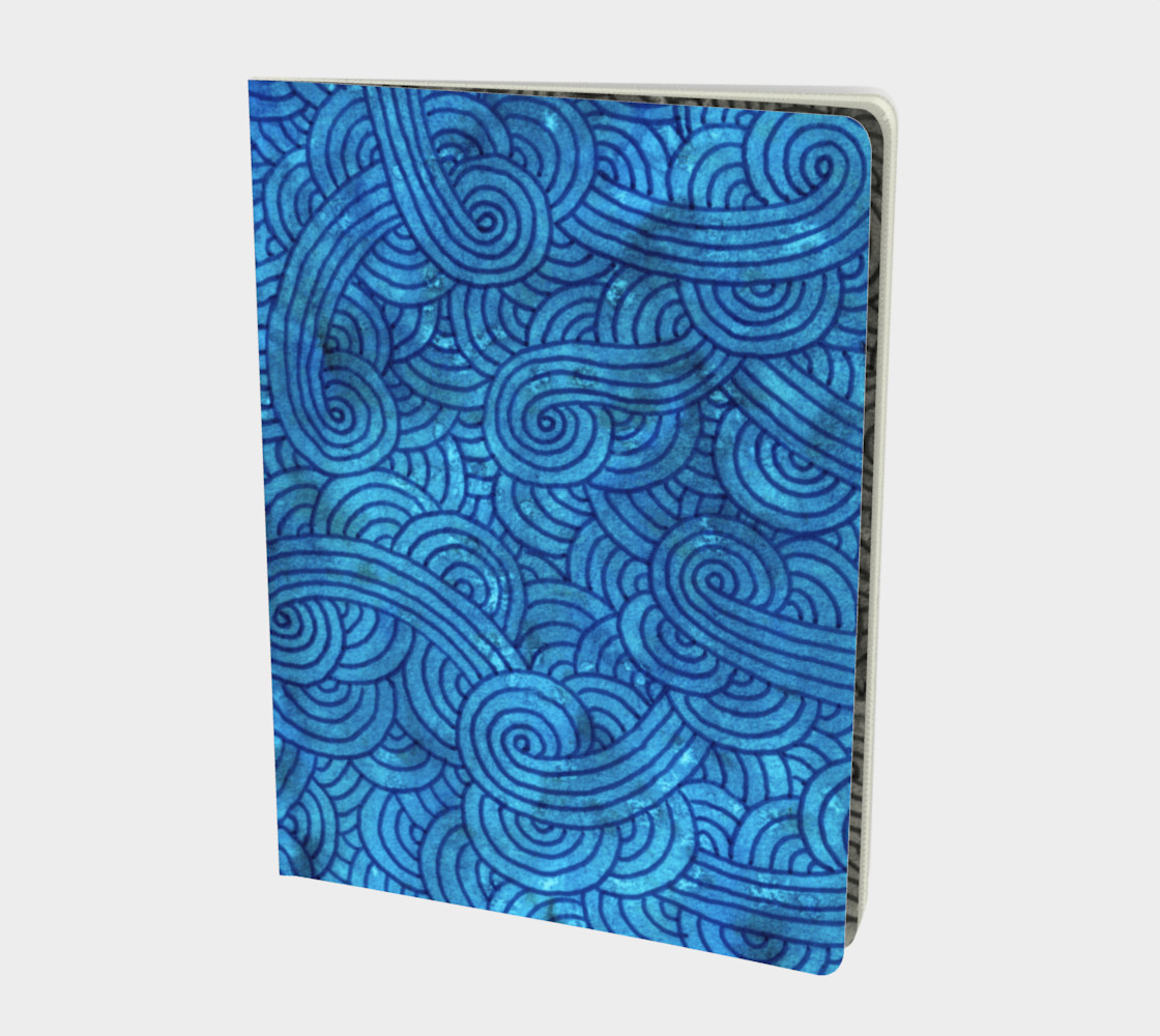 Turquoise blue swirls doodles Large Notebook preview #1