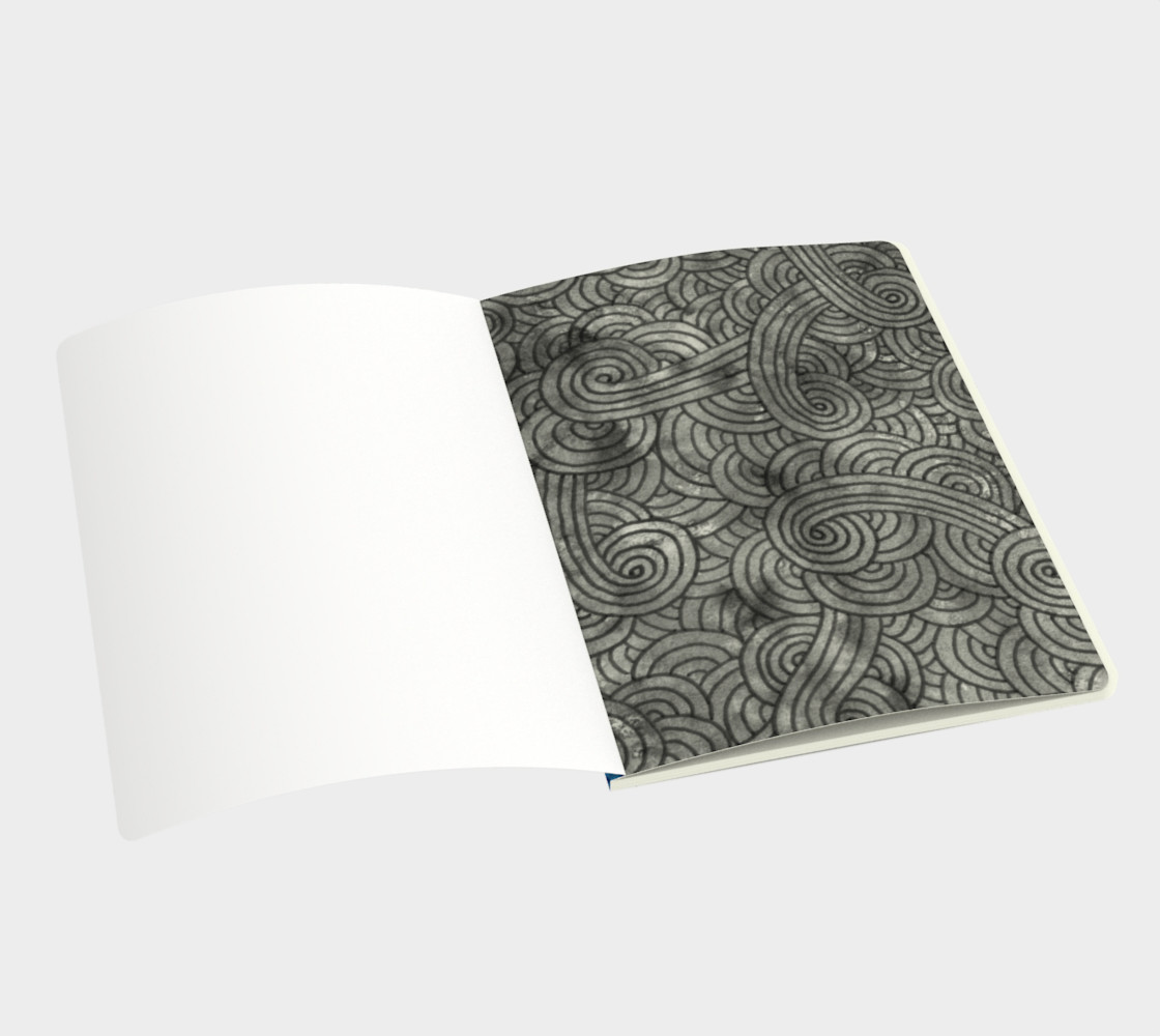 Turquoise blue swirls doodles Large Notebook preview #3