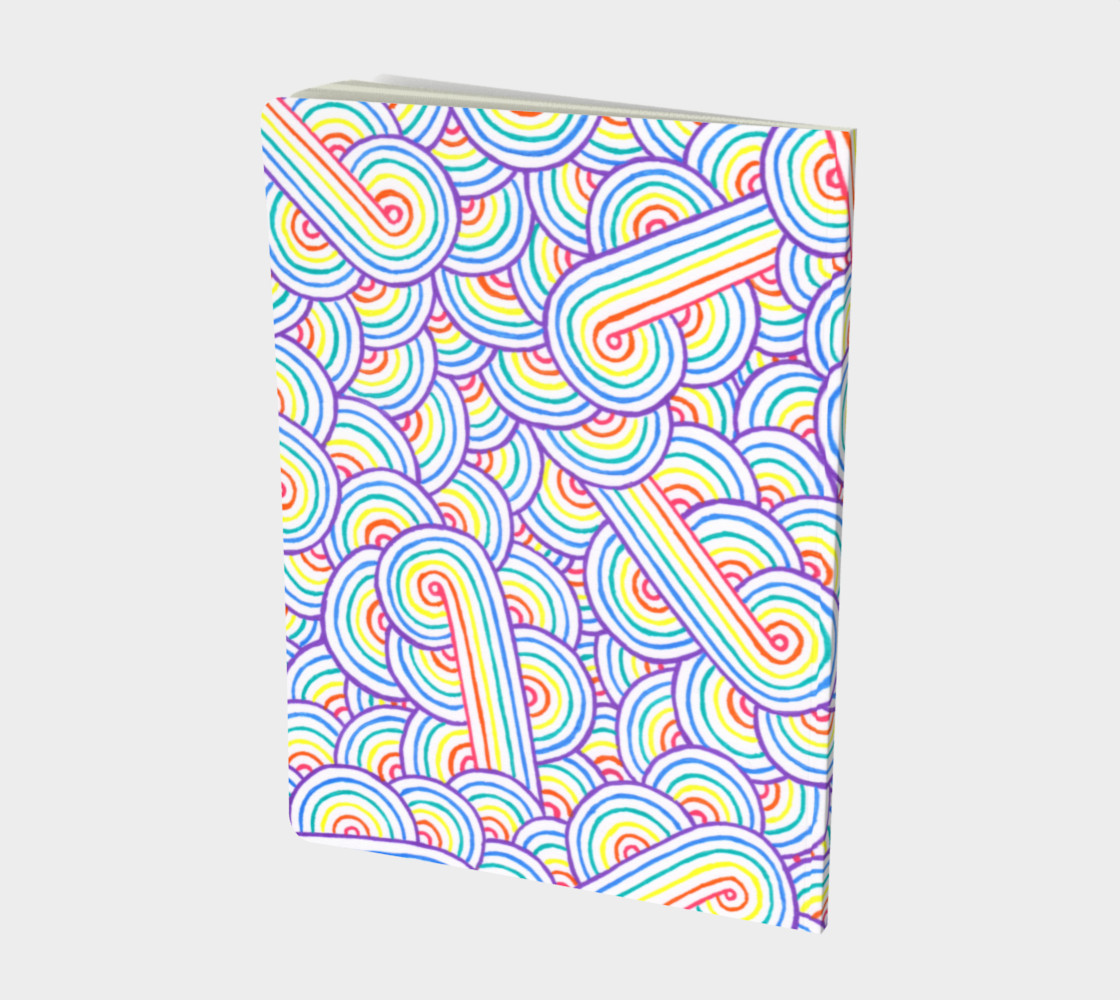 Rainbow and white swirls doodles Large Notebook preview #2