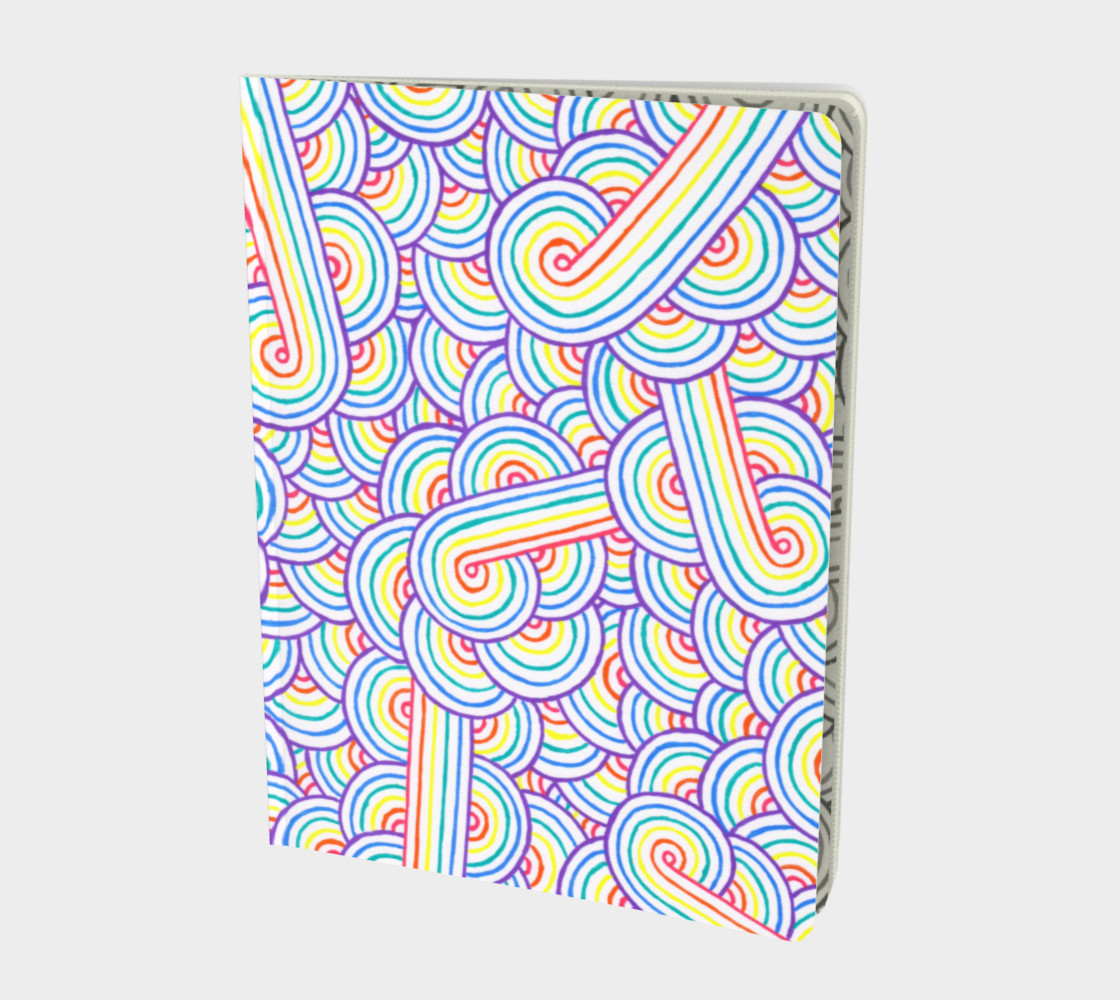 Rainbow and white swirls doodles Large Notebook preview #1