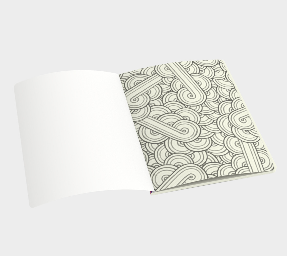 Rainbow and white swirls doodles Large Notebook preview #3