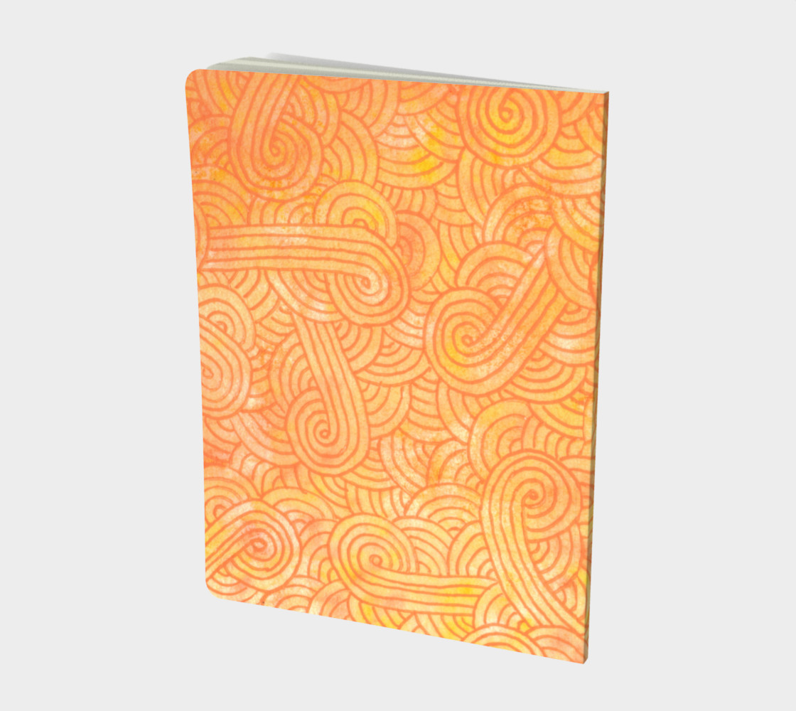 Aperçu de Yellow and orange swirls doodles Large Notebook #2
