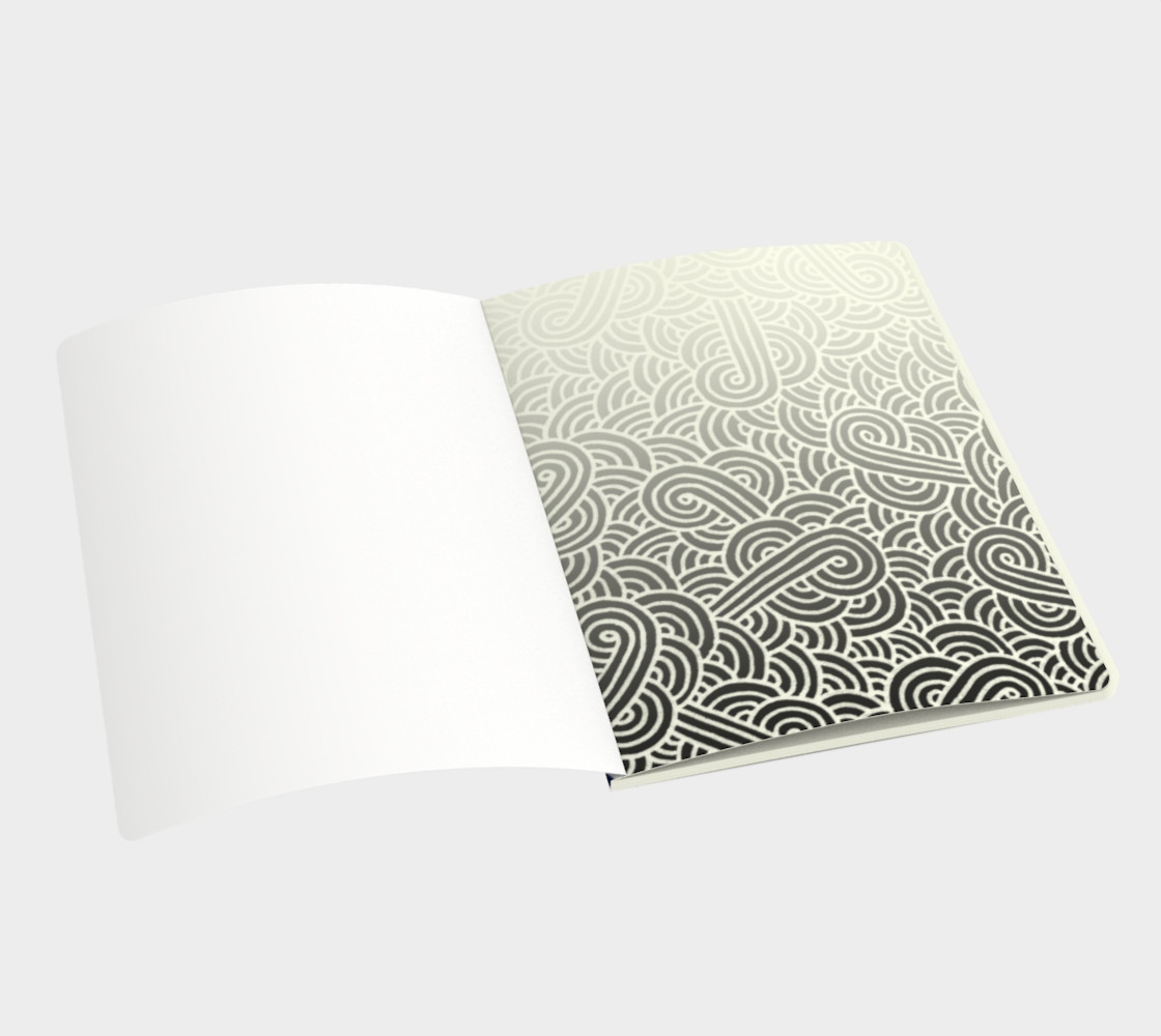 Aperçu de Ombre blue and white swirls doodles Large Notebook #3