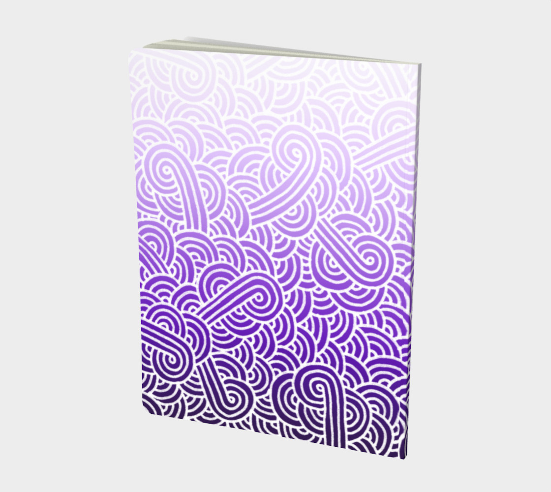 Ombre purple and white swirls doodles Large Notebook preview #2