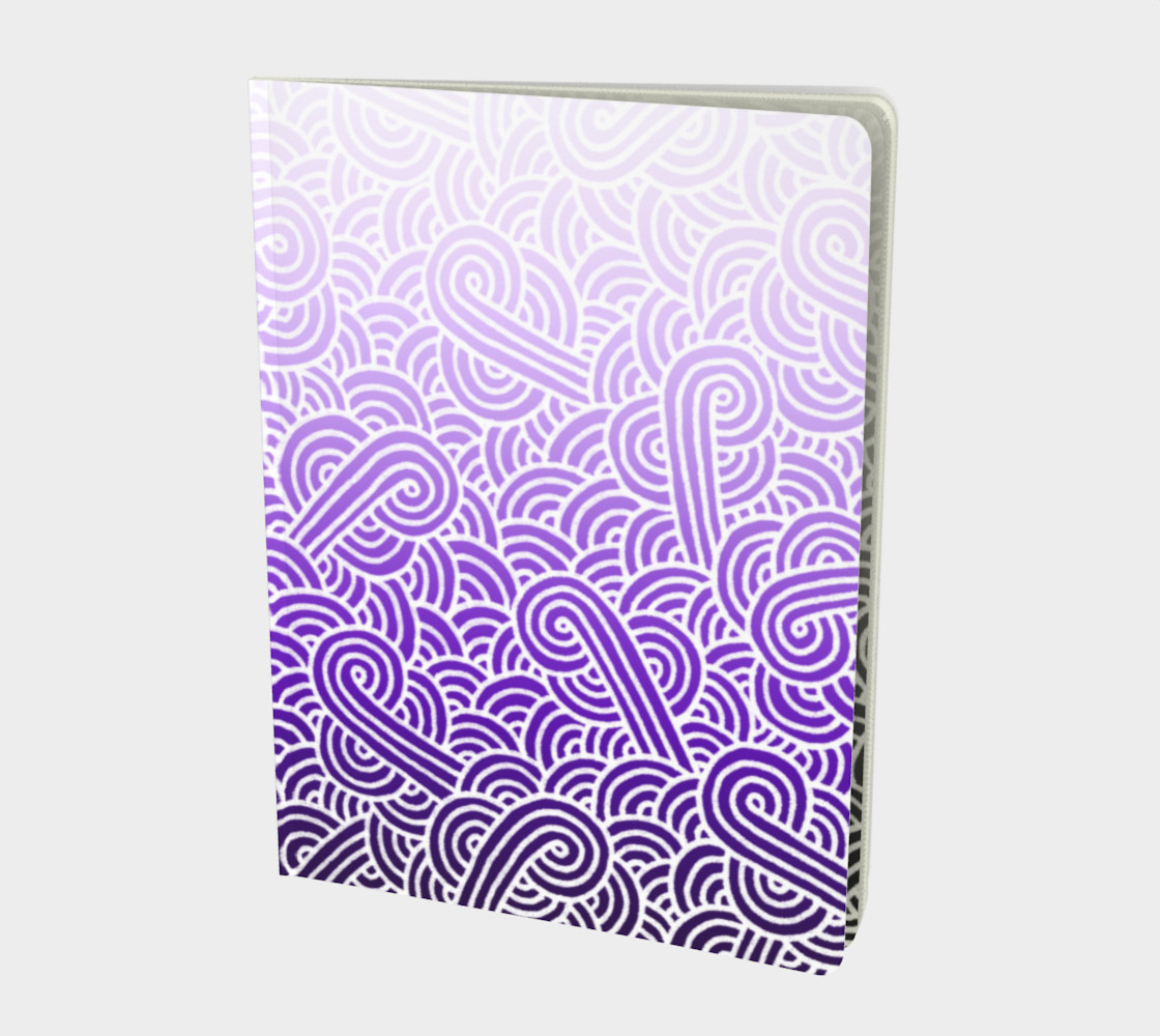 Ombre purple and white swirls doodles Large Notebook preview #1