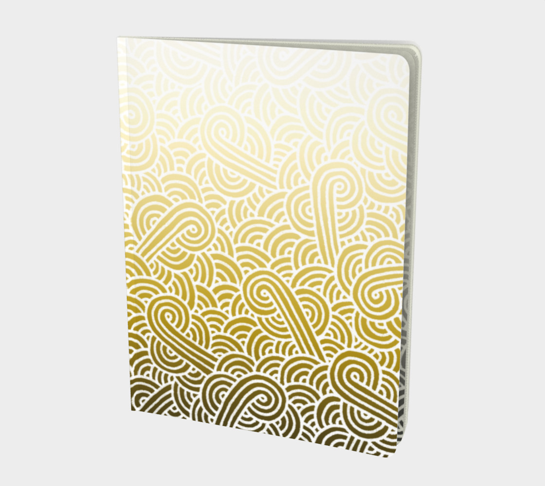 Aperçu de Ombre yellow and white swirls doodles Large Notebook #1