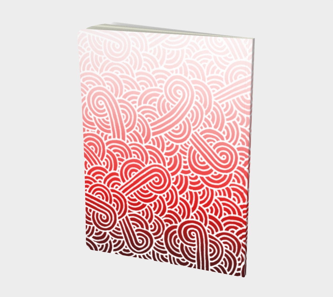 Ombre red and white swirls doodles Large Notebook preview #2