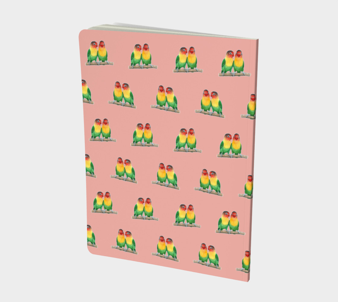 Fischer's lovebirds pattern Large Notebook preview #2