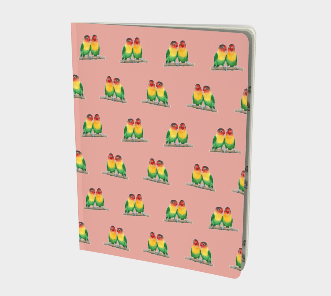 Fischer's lovebirds pattern Large Notebook preview #1