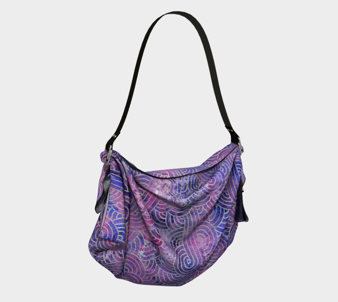 Purple and faux silver swirls doodles Origami Tote preview #2