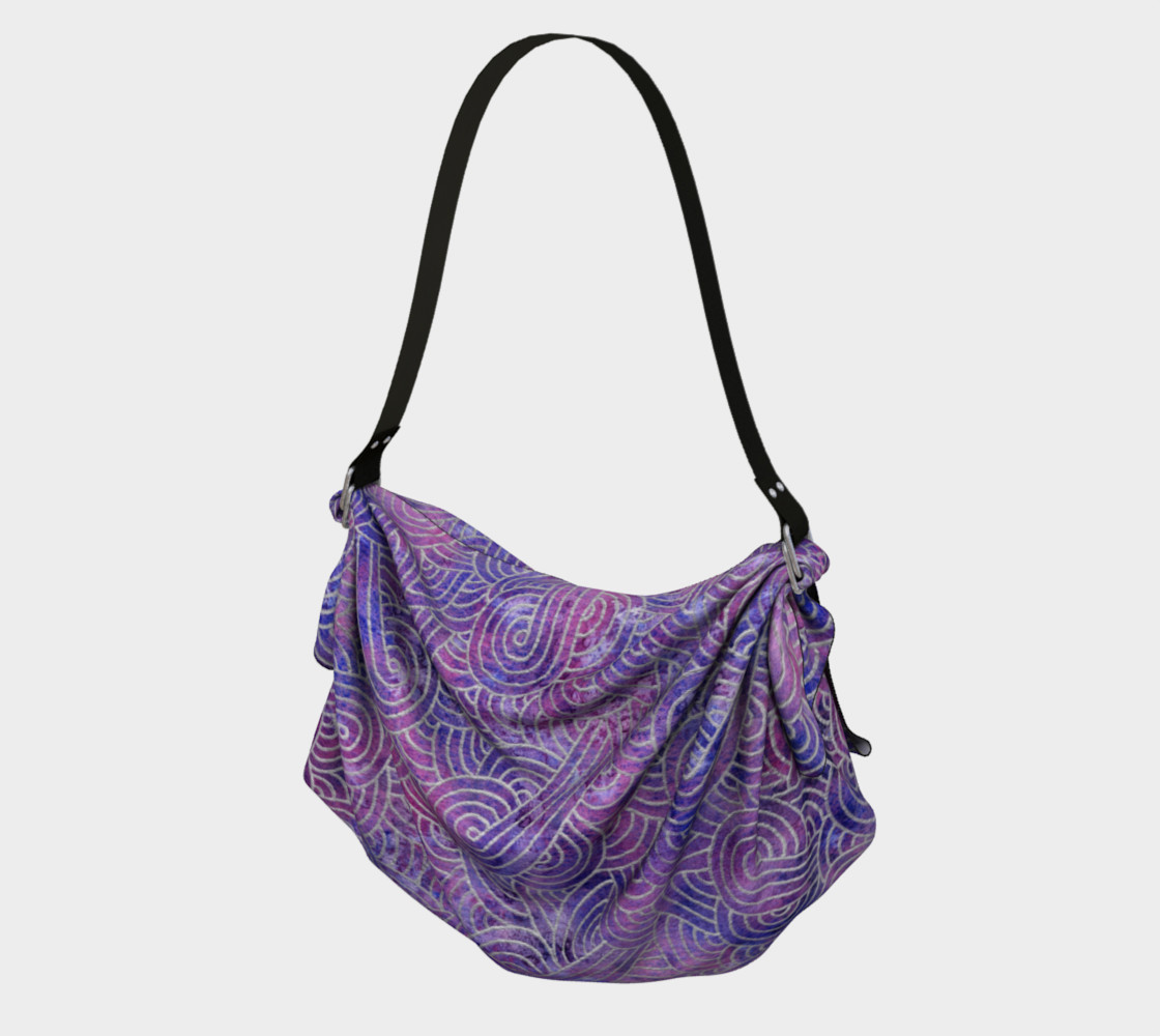 Purple and faux silver swirls doodles Origami Tote preview #1