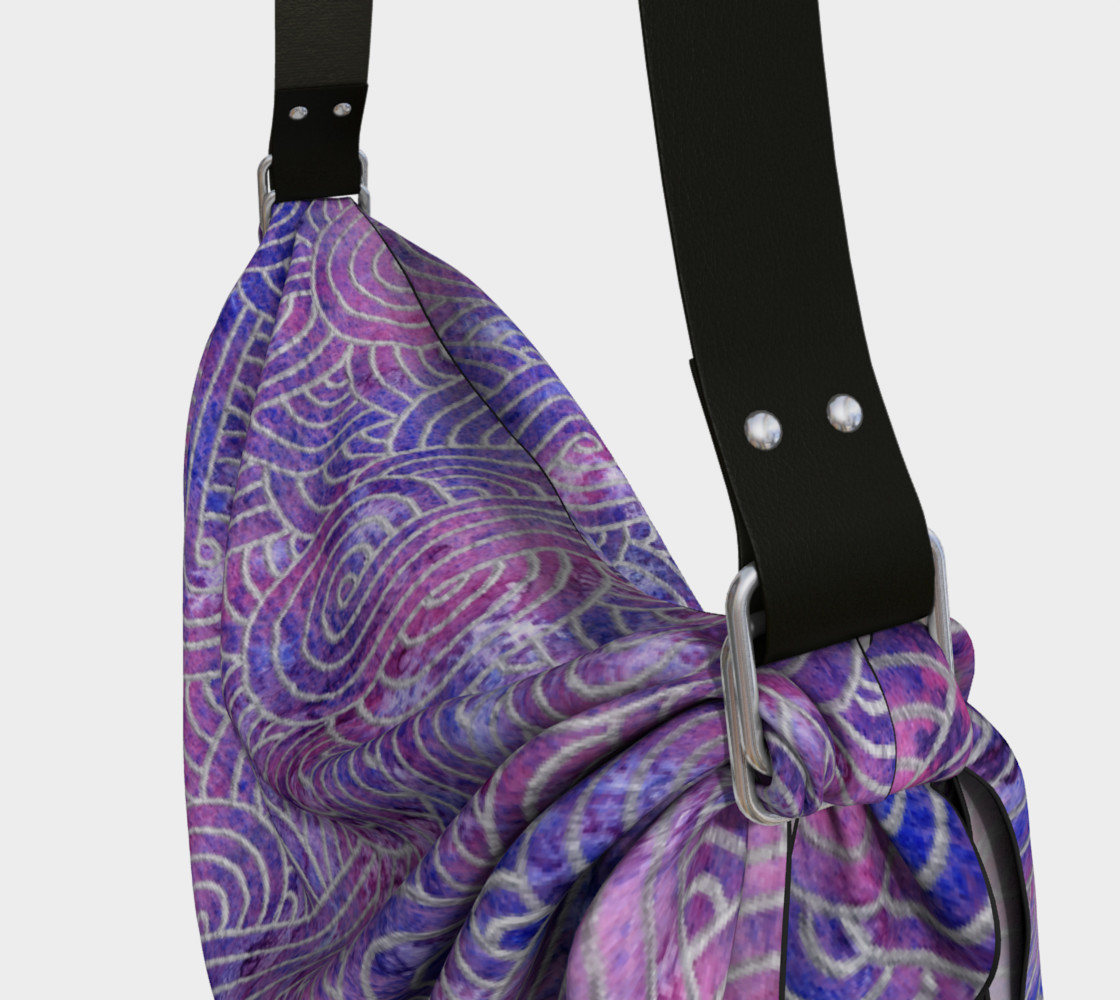 Purple and faux silver swirls doodles Origami Tote preview #3