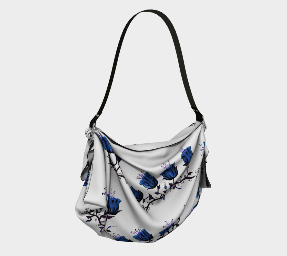 Blue Canterbury Bells on Vine Flowers Origami Tote Bag preview #2