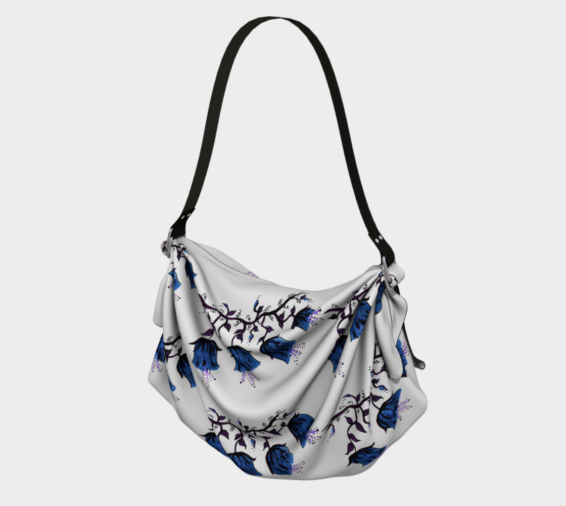 Blue Canterbury Bells on Vine Flowers Origami Tote Bag 3D preview