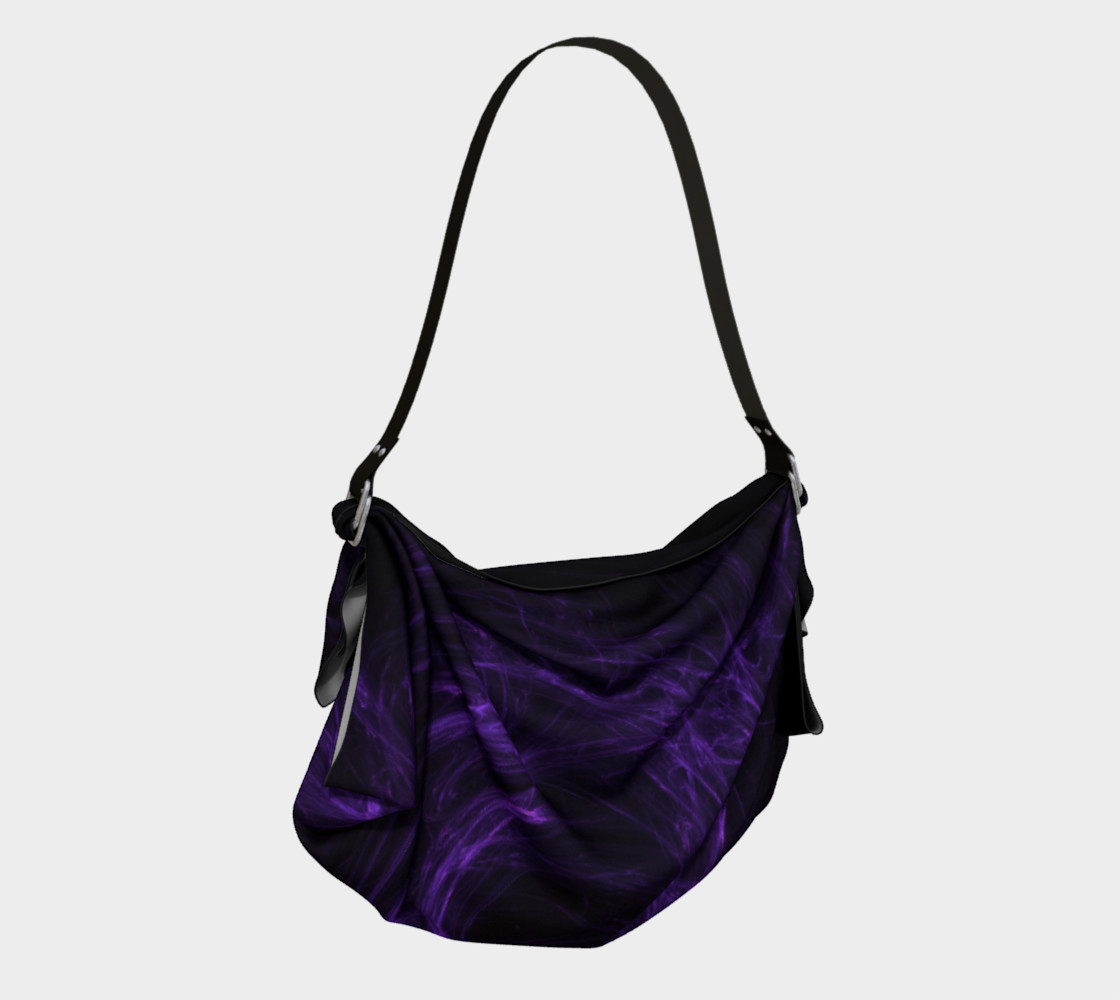 Purple Fractal on Black Origami Tote preview #2