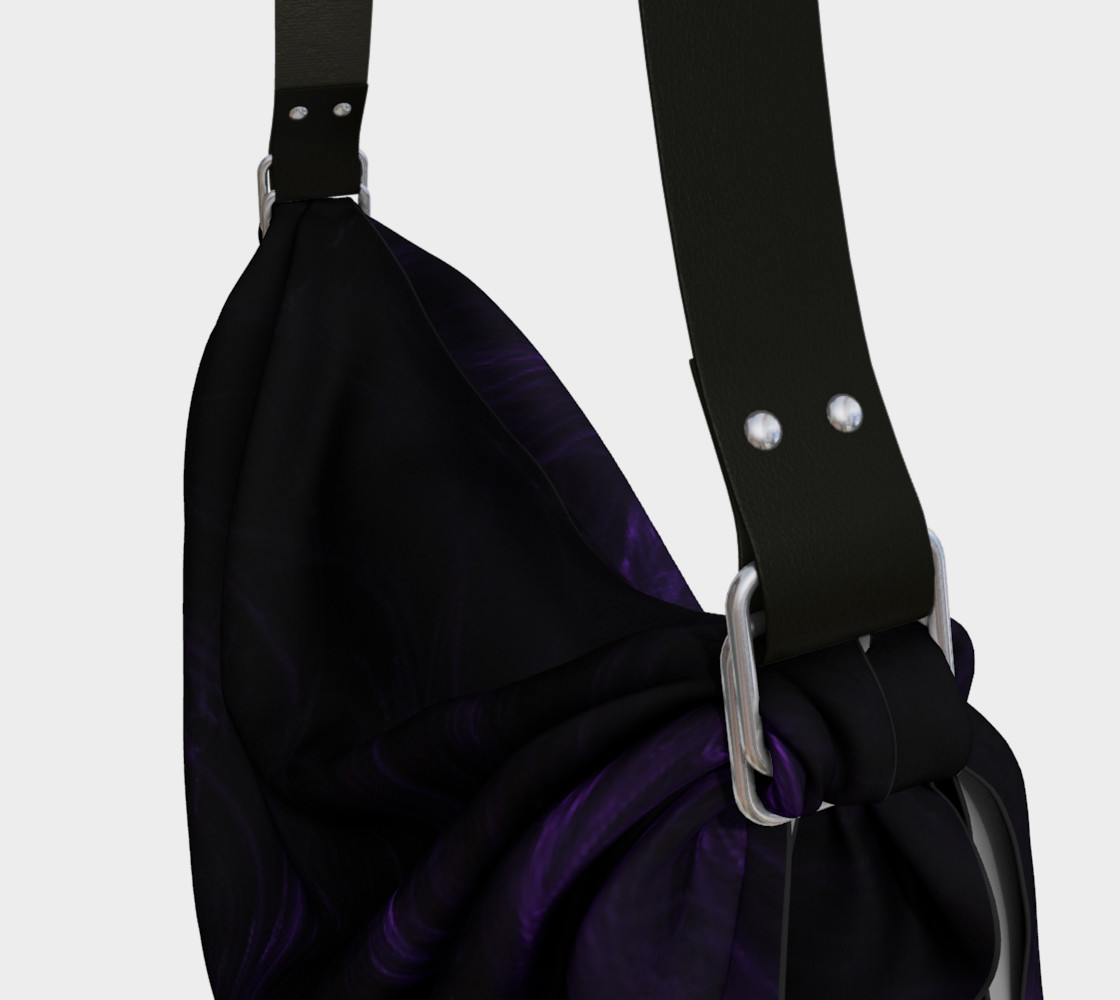 Purple Fractal on Black Origami Tote preview #3