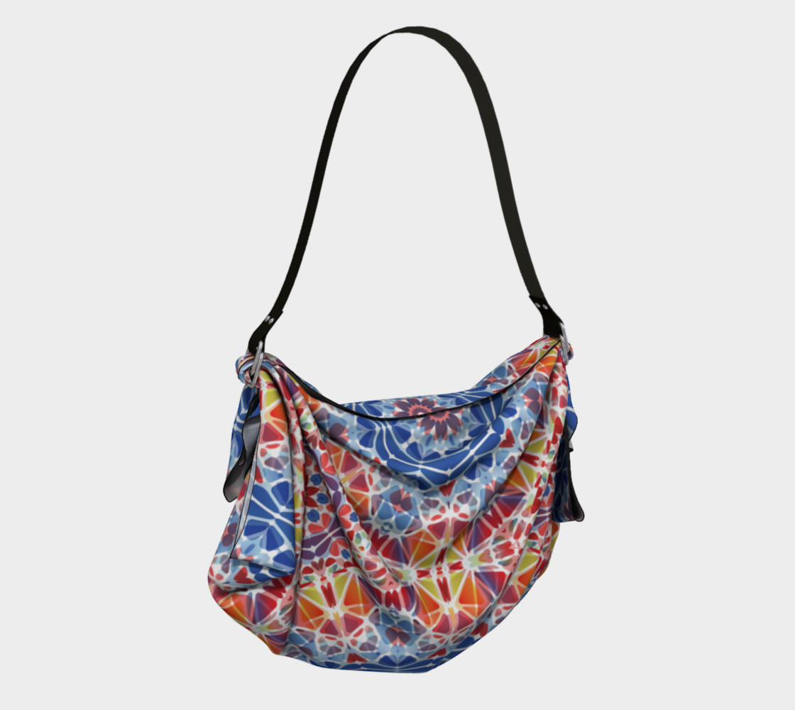 Blue and Orange Kaleidoscope Origami Tote preview #2