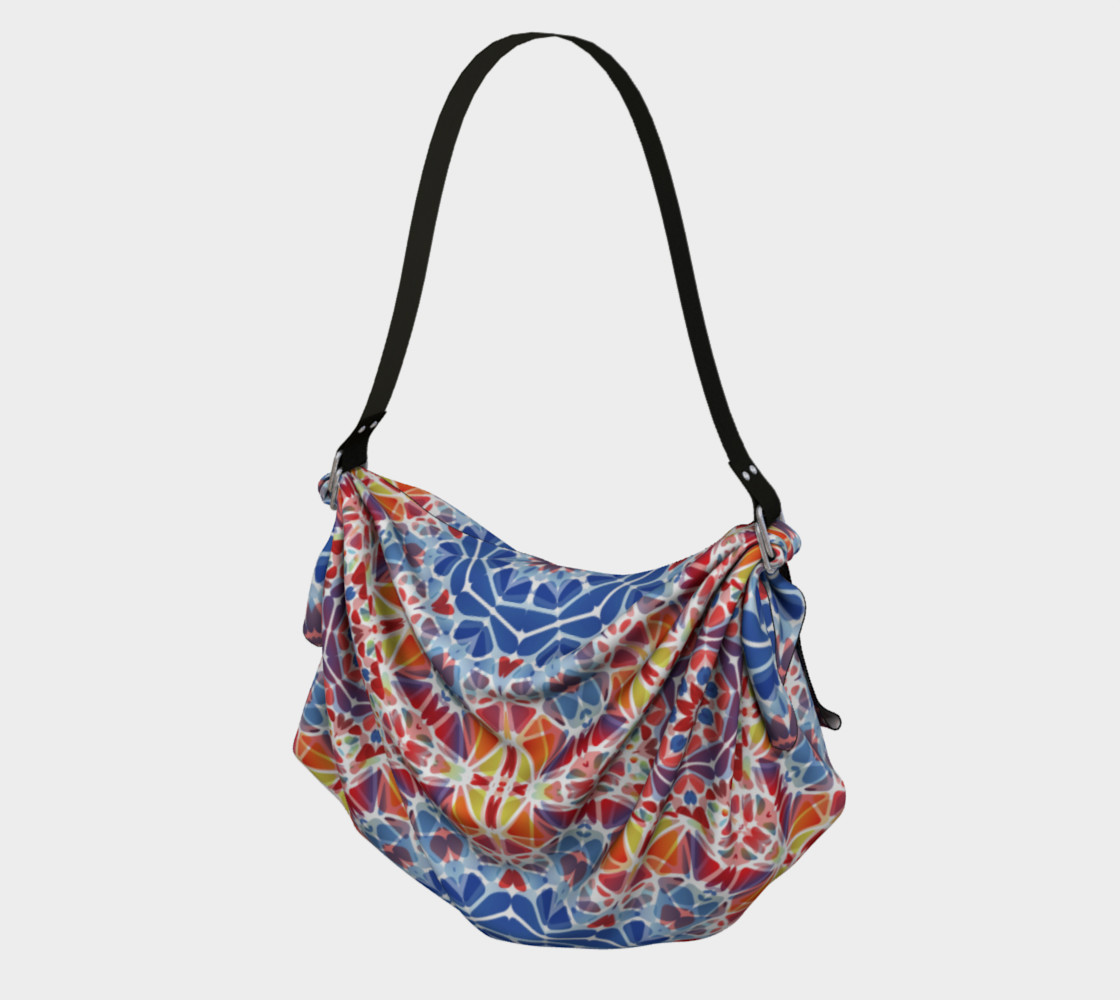 Blue and Orange Kaleidoscope Origami Tote preview #1