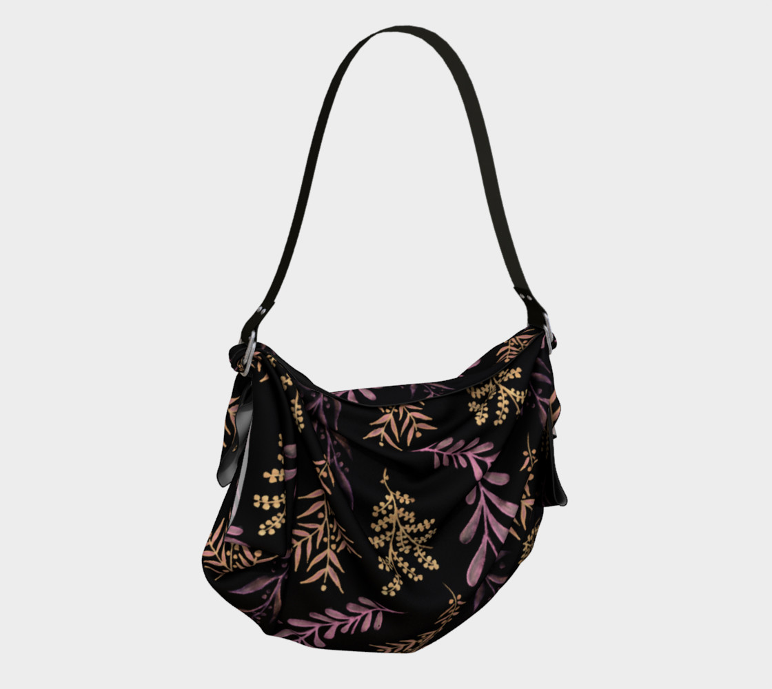 Bronze Floral Pattern on Black Origami Bag preview #2