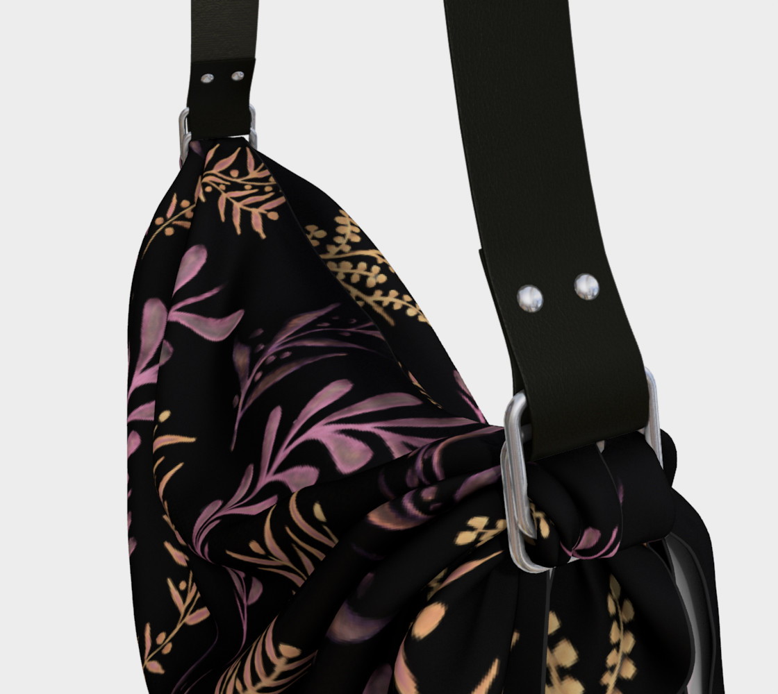 Bronze Floral Pattern on Black Origami Bag preview #3