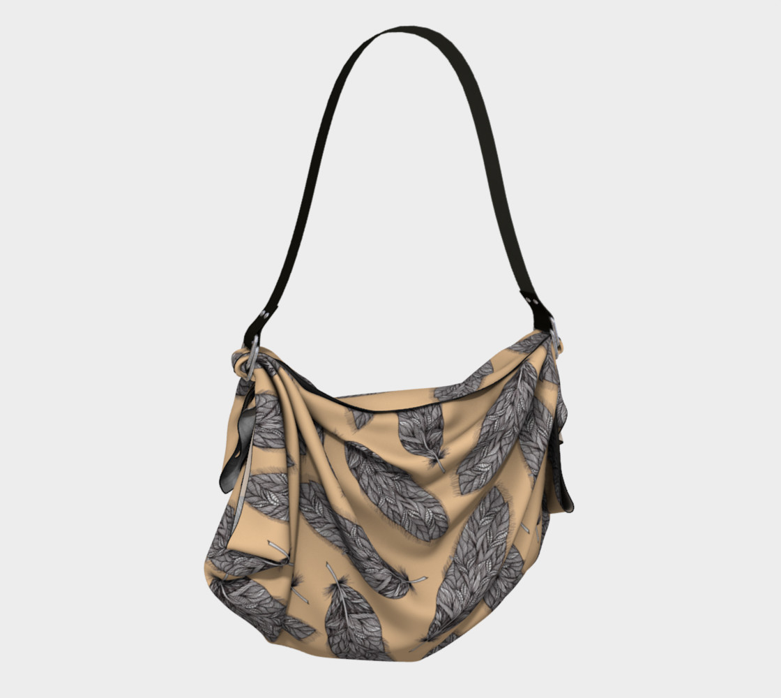 Feathers Pattern Beige Origami Tote thumbnail #3