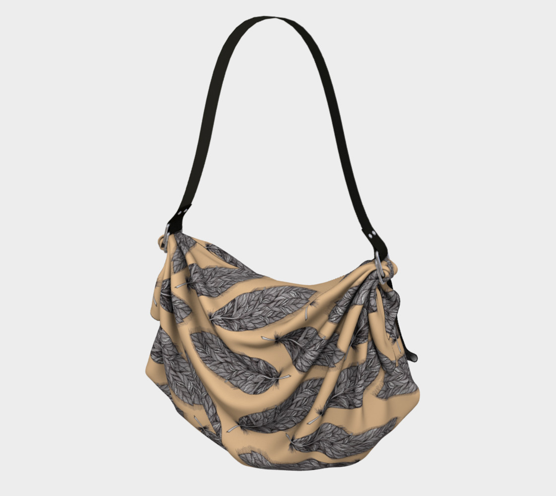 Feathers Pattern Beige Origami Tote preview #1