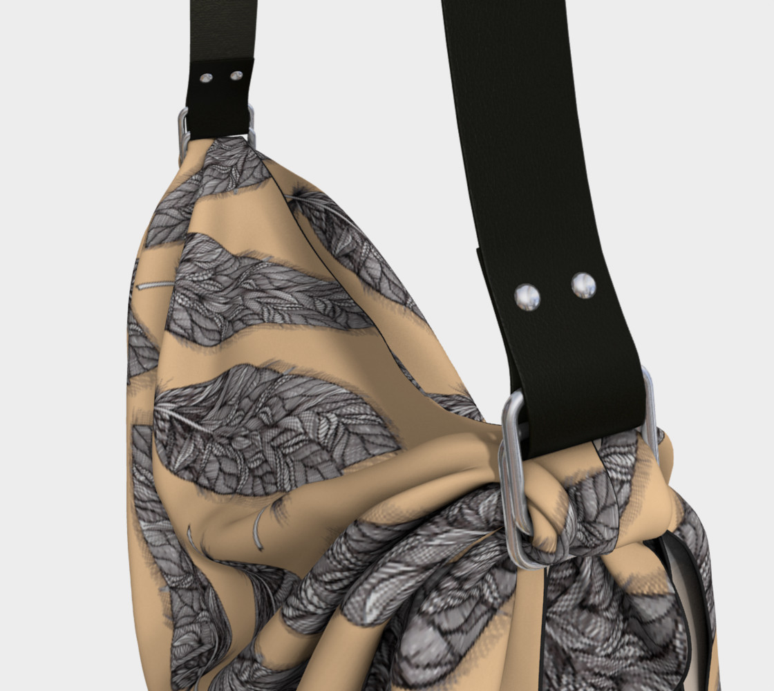 Feathers Pattern Beige Origami Tote preview #3