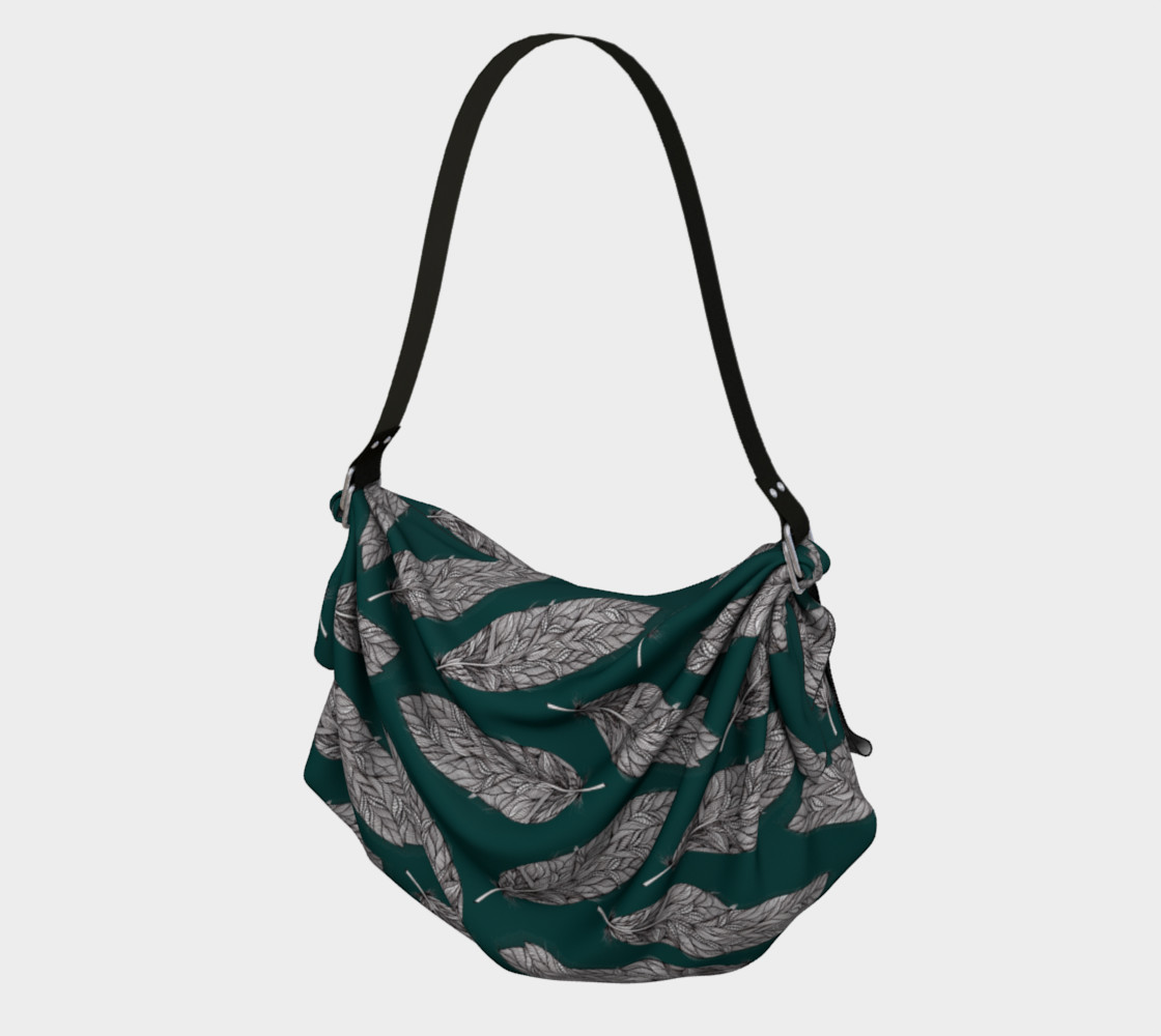 Petrol Feathers Pattern Origami Bag preview #1