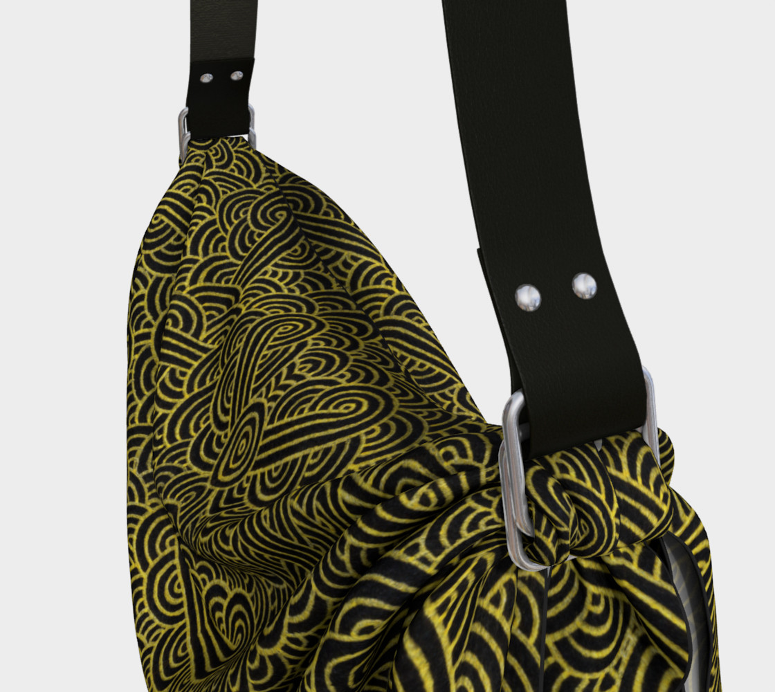 Faux gold and black swirls doodles Origami Tote Miniature #4
